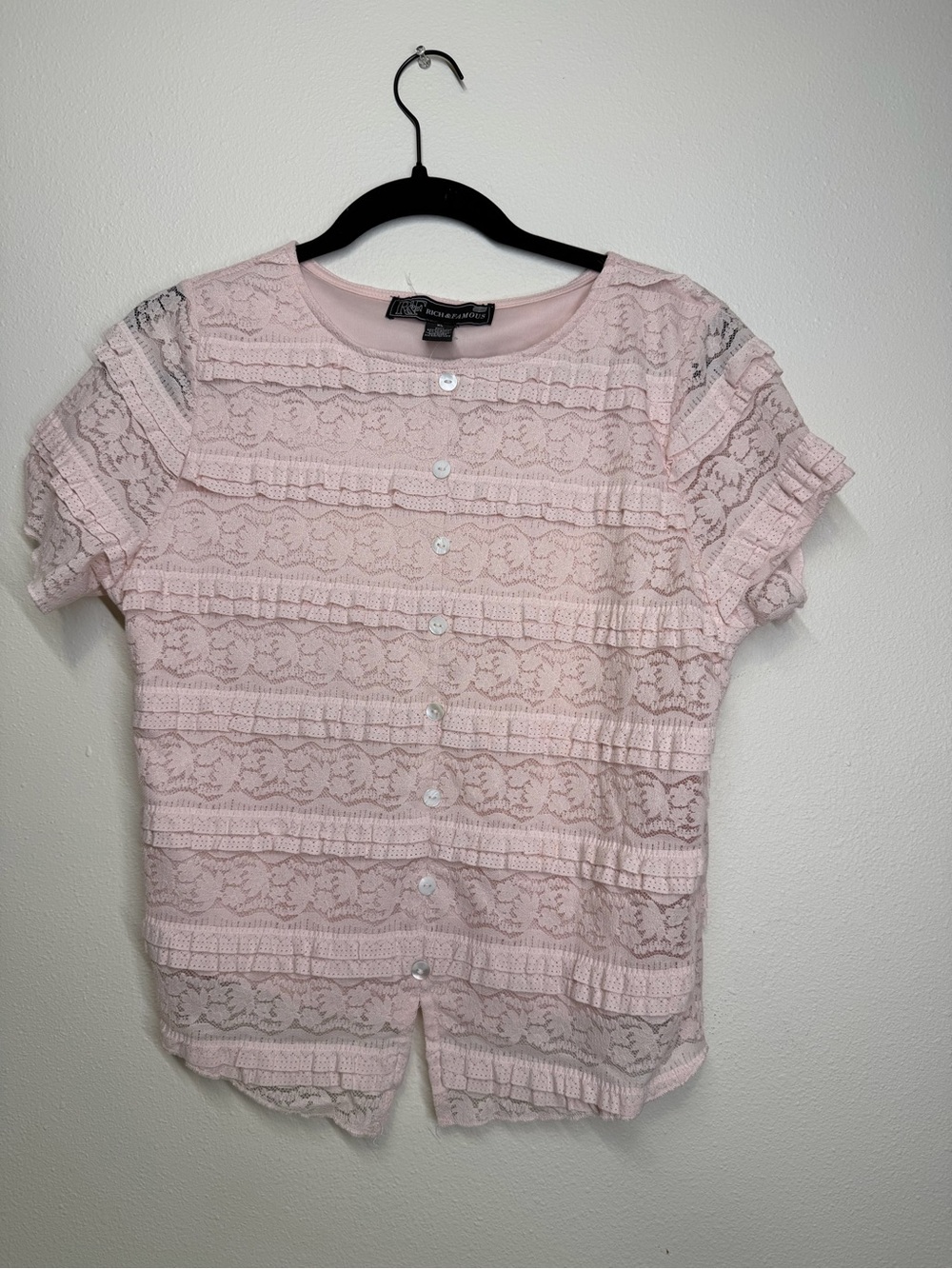 Light Pink Lace Button-Up Top